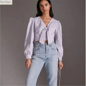 Maeve Women's Purple Gingham Top